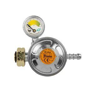 Редуктор газу 30 mbar, 1,5 кг/год., з запобіжним клапаном і манометром для шланга 9-10 мм, RG A310IE-484-M RG A310IE-484-M фото