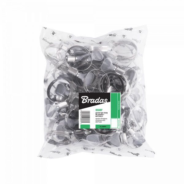 Хомут черв'ячний нержавіючий BRADAS, з метеликом, 10-16мм, BSGRIP 10-16/9L BSGRIP 10-16/9L фото