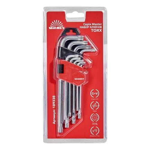 Набір ключів шестигранних Torx 9 шт. Т10&ndash;Т50 Vitals Master 189338 фото