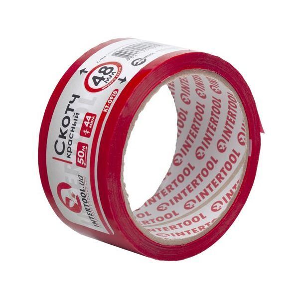 Скотч червоний 48 мм * 50 м * 44 мкм INTERTOOL KT-0915 KT-0915 фото