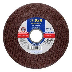 Круг відрізний по нержавіючій сталі S & R Premium Cut INOX 125x1,0x22,2мм 133010125 фото