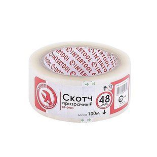 Скотч прозорий 48 мм * 100 м * 44 мкм INTERTOOL KT-0903 KT-0903 фото