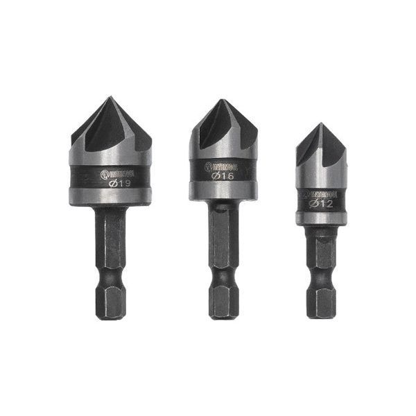 Набір зенкерів 12, 16, 19 мм, 3 од. INTERTOOL SD-5005 SD-5005 фото