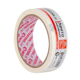 Стрічка малярська 30 мм, 20 м, біла INTERTOOL DM-3021 DM-3021 фото