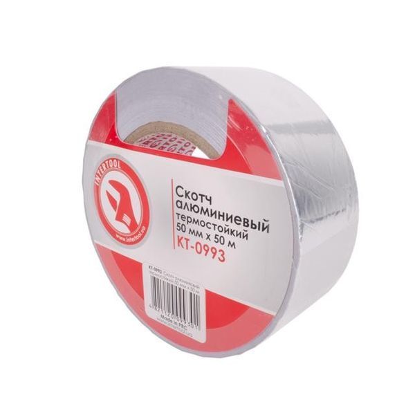 Скотч алюмінієвий термостійкий 50 мм * 50 м. INTERTOOL KT-0993 KT-0993 фото